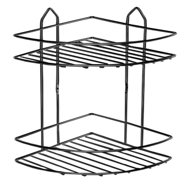 Suport din metal dublu pt. sampoane pe colt negru NR.A24202-S (22CMx22CM)