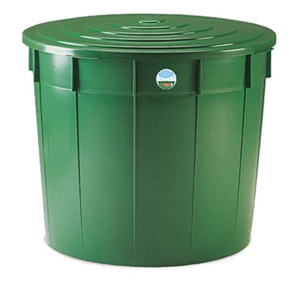 Vas rotund din plastic verde cu capac (500L)